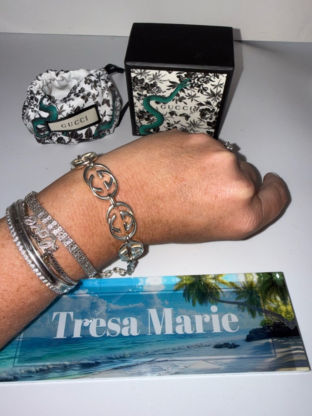 Gucci Silver Interlocking G Link Bracelet with Box